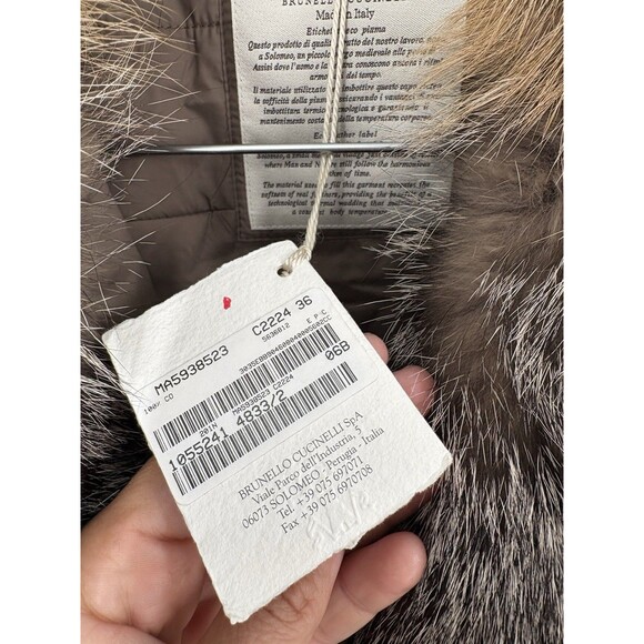 NWT Brunello Cucinelli Velvet Fox Fur Puffed Vest Jacket Pockets Sz 36 - Picture 7 of 9